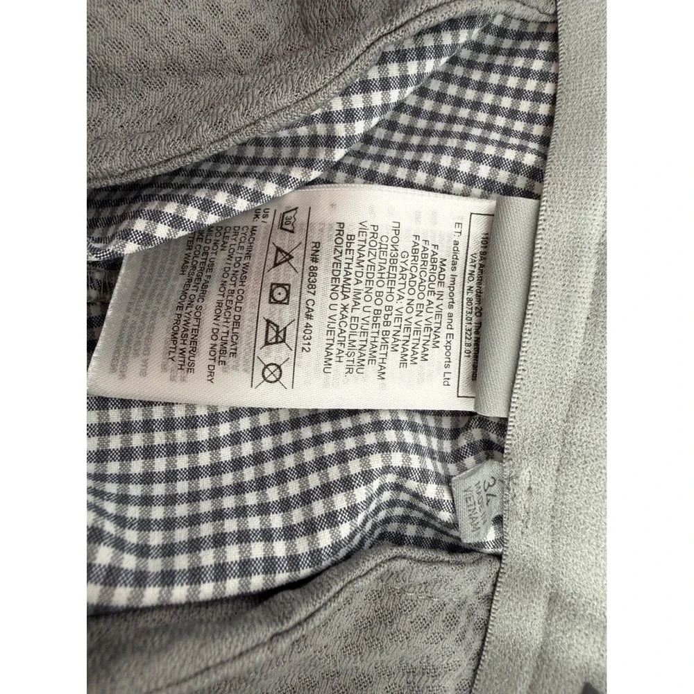 Adidas Mens Gingham Golf Shorts Gray White Checkered Red Trim Size 34 Performanc
